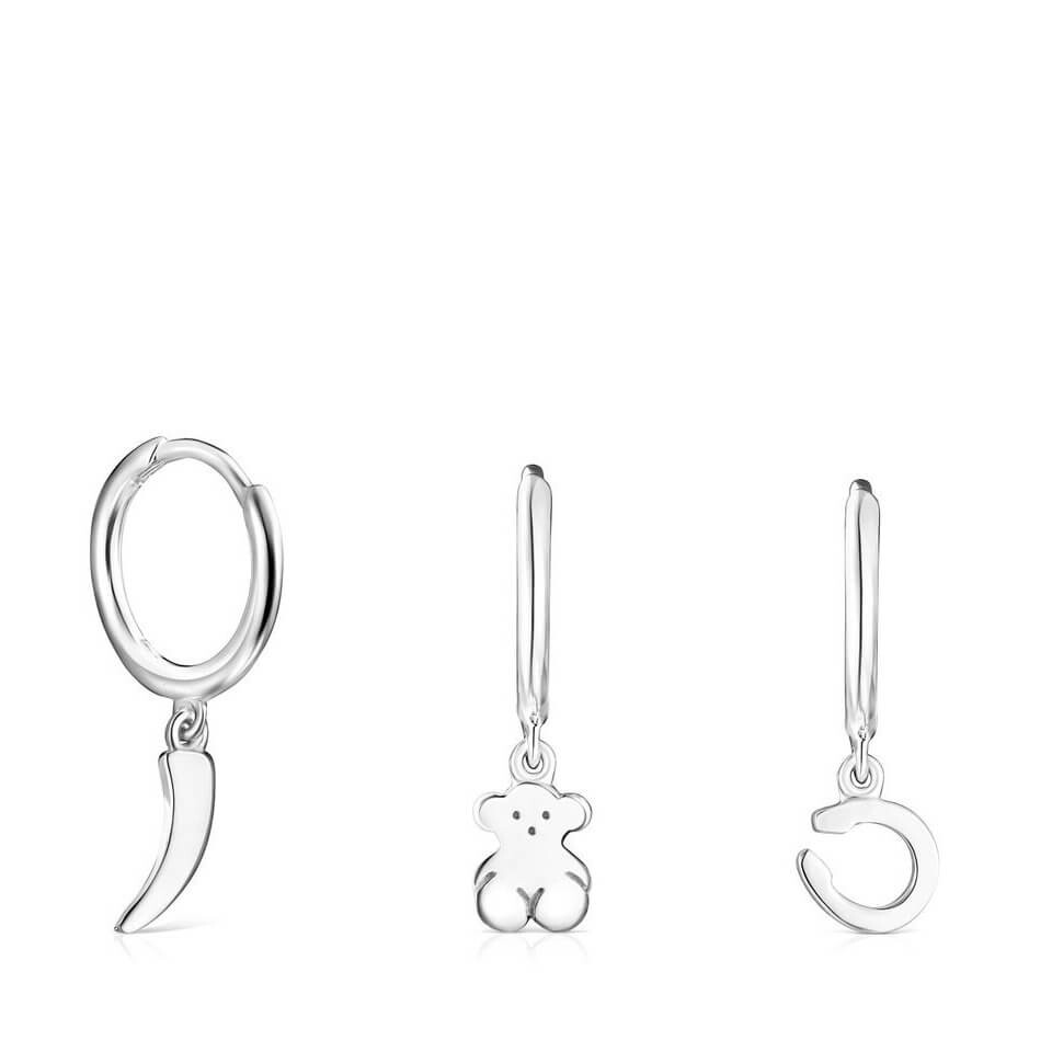 Комплект сережек-колец Tous Good Vibes, 3 штуки, серебро
Комплект сережек-колец Tous Good Vibes, 3 штуки, серебро