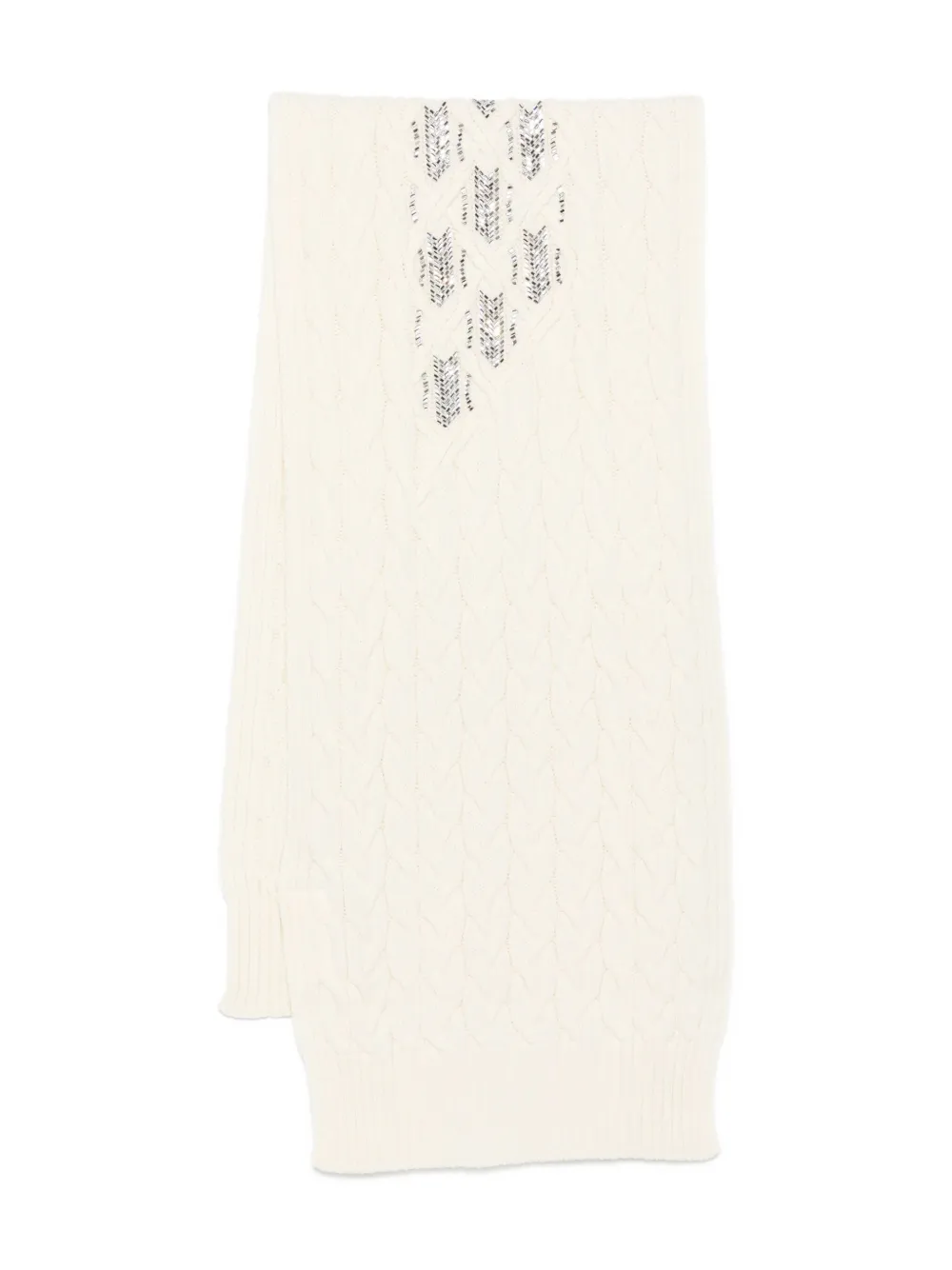 Декорированный шарф фактурной вязки Ermanno Scervino, белый
Декорированный шарф фактурной вязки Ermanno Scervino, белый