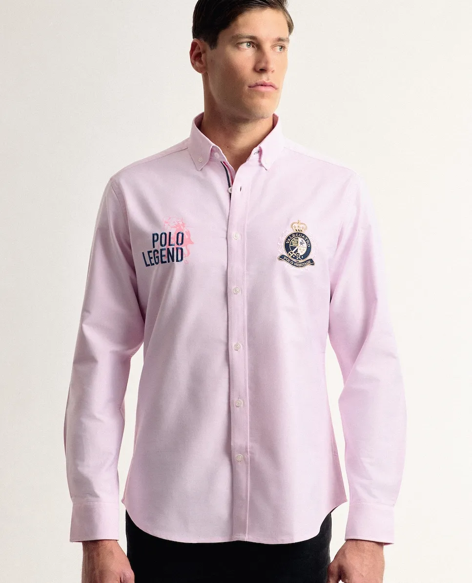 Мужская рубашка из хлопка оксфорд классического кроя с разноцветным принтом, розового цвета Valecuatro
Мужская рубашка из хлопка оксфорд классического кроя с разноцветным принтом, розового цвета Valecuatro