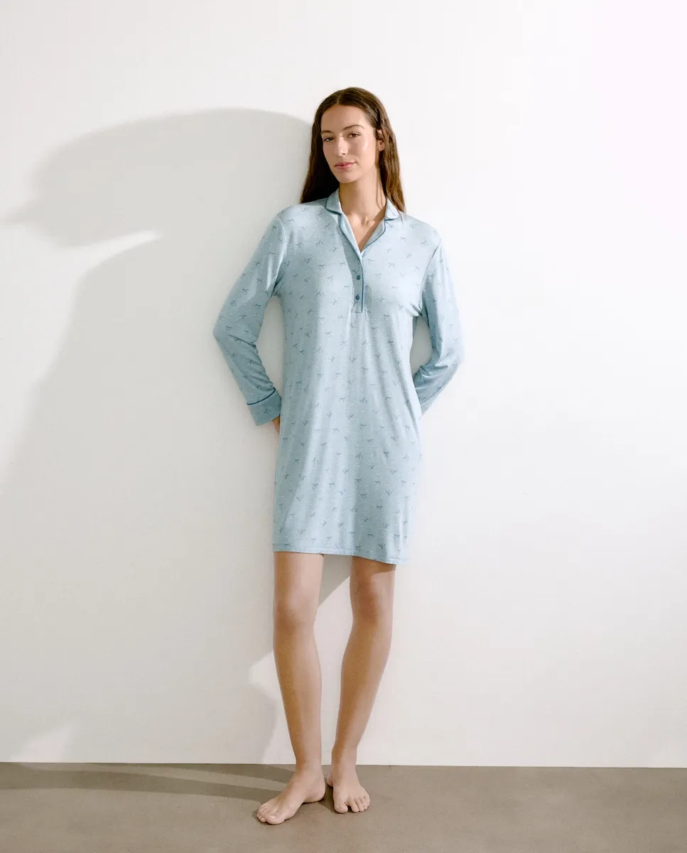 Ночная рубашка с рисунком и воротником поло Énfasis, белый
Ночная рубашка с рисунком и воротником поло Énfasis, белый