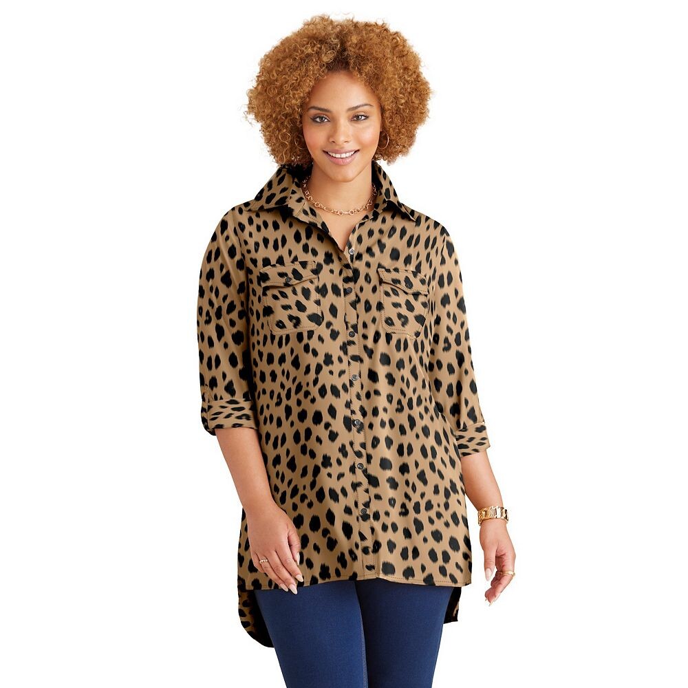 Женская рубашка больших размеровCatherines Liz&me Camp, цвет Soft Camel Animal 
Женская рубашка больших размеровCatherines Liz&me Camp, цвет Soft Camel Animal