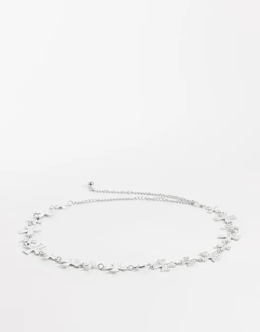Серебристый ремень-цепочка с крестами My Accessories
Серебристый ремень-цепочка с крестами My Accessories