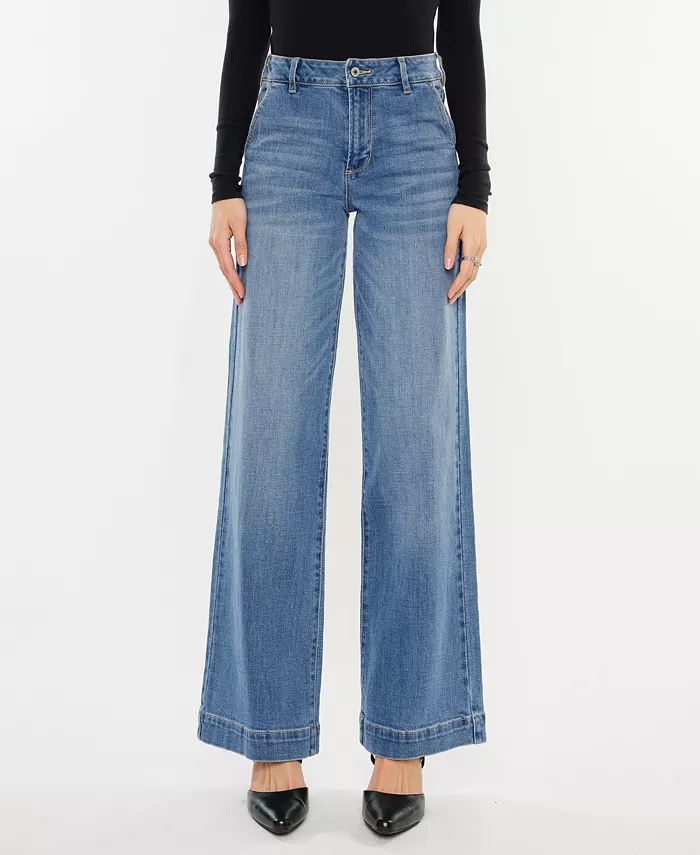 Женские джинсы с высокой талией и широкими штанинами Kancan, синий 
Женские джинсы с высокой талией и широкими штанинами Kancan, синий