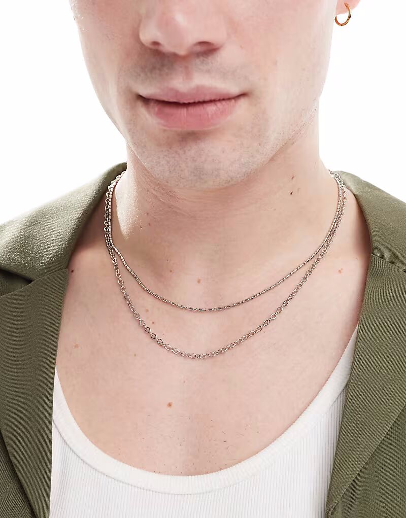 Набор из двух цепочек в серебряном цвете Asos Design
Набор из двух цепочек в серебряном цвете Asos Design