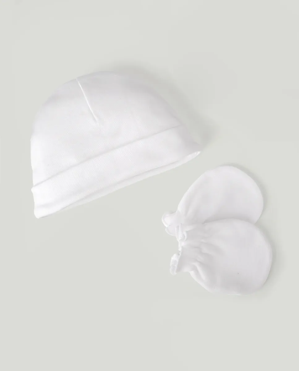 Набор для малыша: шапочка и гладкие варежки Cotton Juice, белый
Набор для малыша: шапочка и гладкие варежки Cotton Juice, белый
