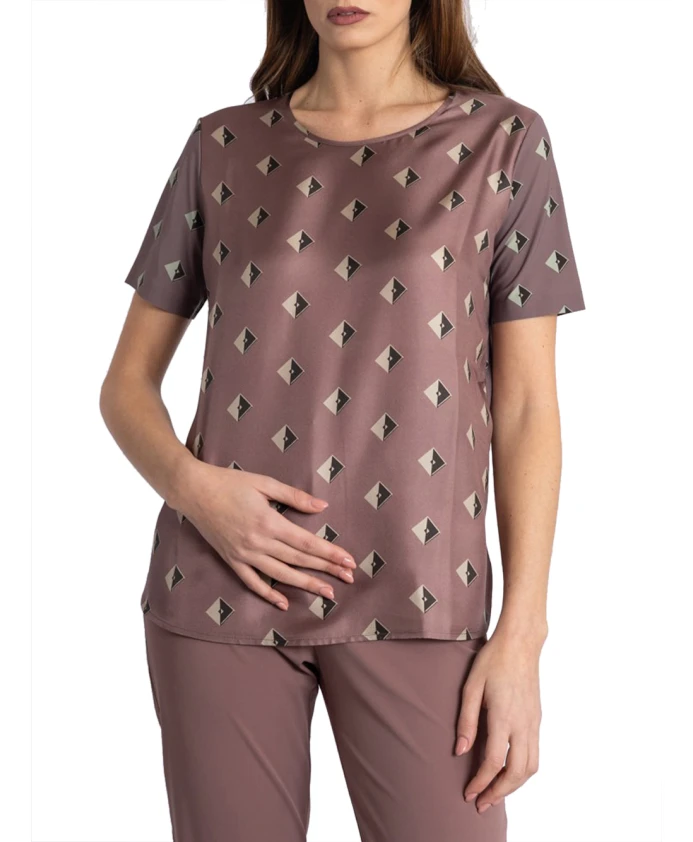 Шелковая блузка с принтом и круглым вырезом. Max Mara, фиолетовый
Шелковая блузка с принтом и круглым вырезом. Max Mara, фиолетовый