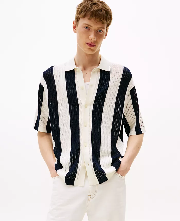 Мужская вязаная рубашка с полосками и застежкой на пуговицы спереди Tommy Hilfiger, слоновая кость/кремовый
Мужская вязаная рубашка с полосками и застежкой на пуговицы спереди Tommy Hilfiger, слоновая кость/кремовый