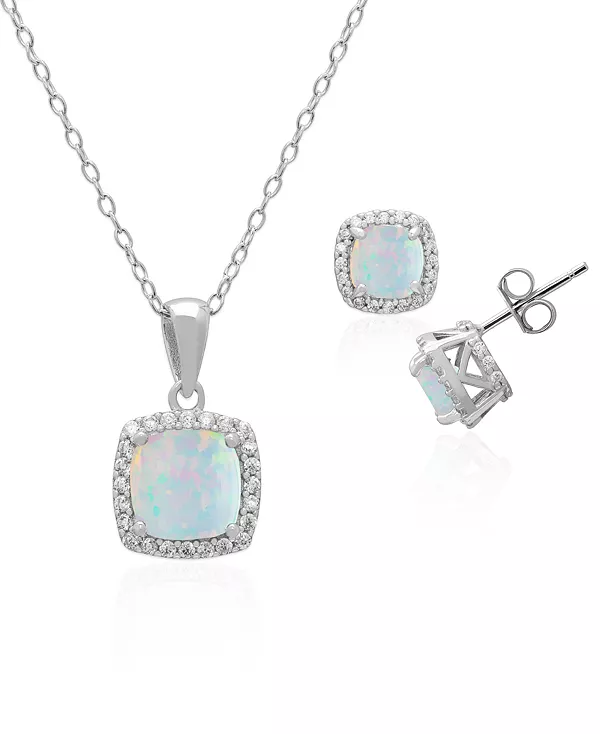 Комплект из двух подвесок-гало с выращенным в лаборатории белым опалом (2 карата) и подходящими серьгами из стерлингового серебра (также с сапфирами) Macy'S, opal
Комплект из двух подвесок-гало с выращенным в лаборатории белым опалом (2 карата) и подходящими серьгами из стерлингового серебра (также с сапфирами) Macy'S, opal