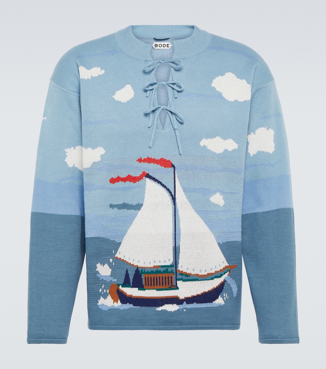 Свитер из хлопкового жаккарда с передником и бантом Bode, Cream Multi
Свитер из хлопкового жаккарда с передником и бантом Bode, Cream Multi