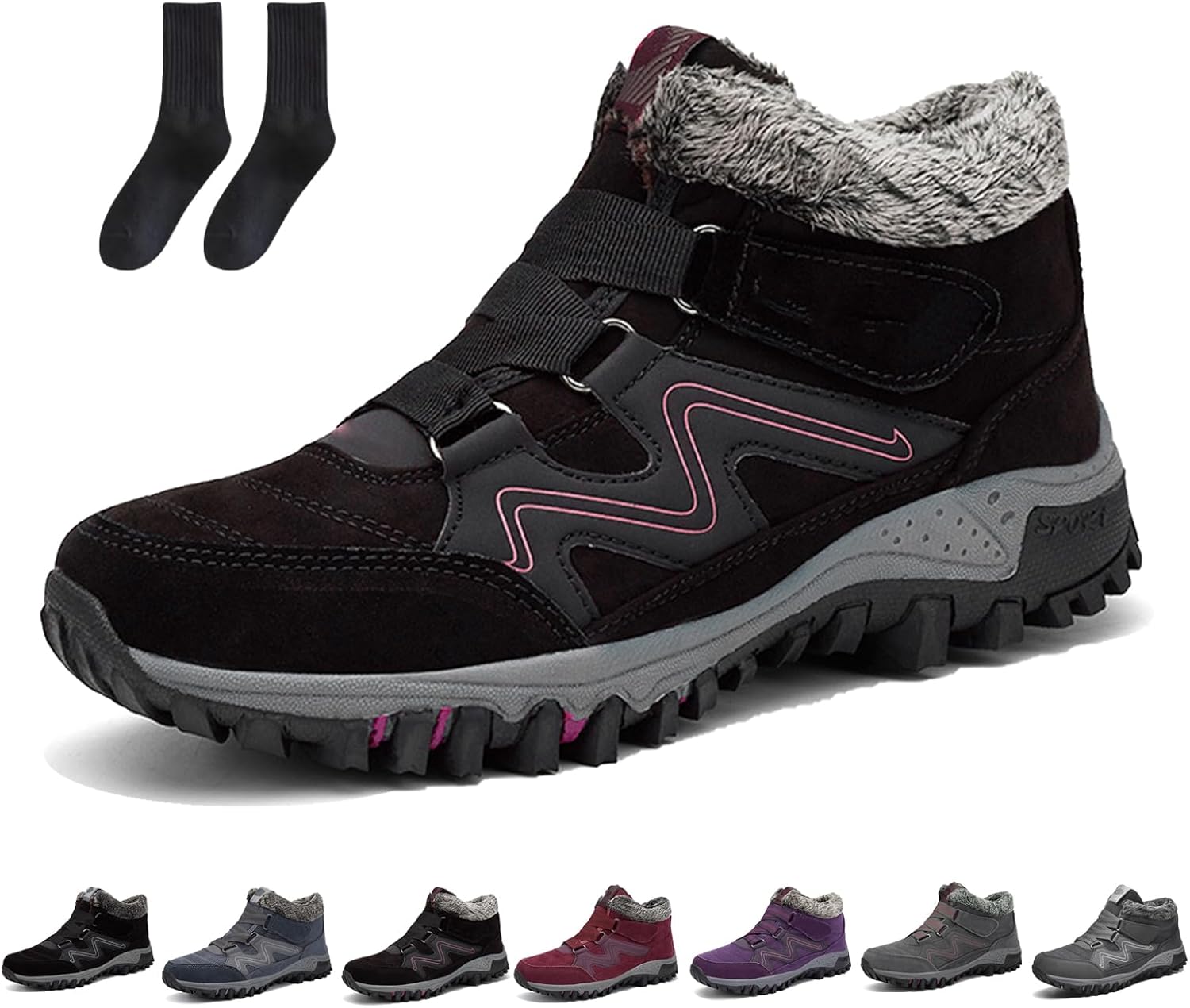 Мужские зимние ботинки повседневные легкие снежные ботинки - водонепроницаемые, теплые зимние ботинки для походов и работы, удобные ботинки для прогулок на улице Generic, черный/красный
Мужские зимние ботинки повседневные легкие снежные ботинки - водонепроницаемые, теплые зимние ботинки для походов и работы, удобные ботинки для прогулок на улице Generic, черный/красный