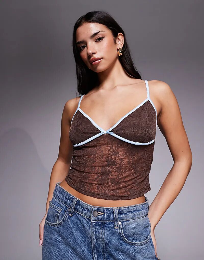 Топ-комбинация Tiger Mist Auburn с контрастной кружевной отделкой и бантом в коричневом и нежно-голубом цветах
Топ-комбинация Tiger Mist Auburn с контрастной кружевной отделкой и бантом в коричневом и нежно-голубом цветах