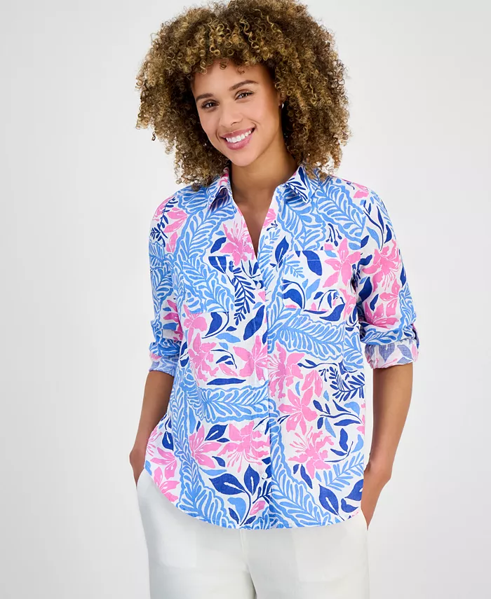 Женская рубашка с принтом из 100% льна с манжетами на пуговицах Charter Club, белый
Женская рубашка с принтом из 100% льна с манжетами на пуговицах Charter Club, белый