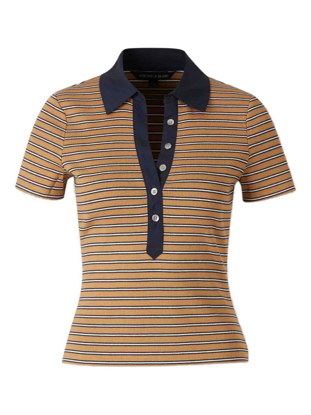 Полосатая ребристая рубашка-поло Veronica Beard, коричневый
Полосатая ребристая рубашка-поло Veronica Beard, коричневый