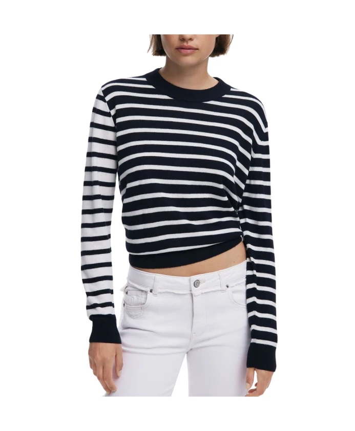 Черный шерстяной женский свитер с полосатой текстурой Desigual, черный
Черный шерстяной женский свитер с полосатой текстурой Desigual, черный