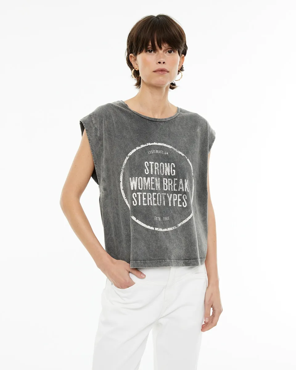 Женская футболка без рукавов с принтом к женскому дню System Action, темно-серый
Женская футболка без рукавов с принтом к женскому дню System Action, темно-серый