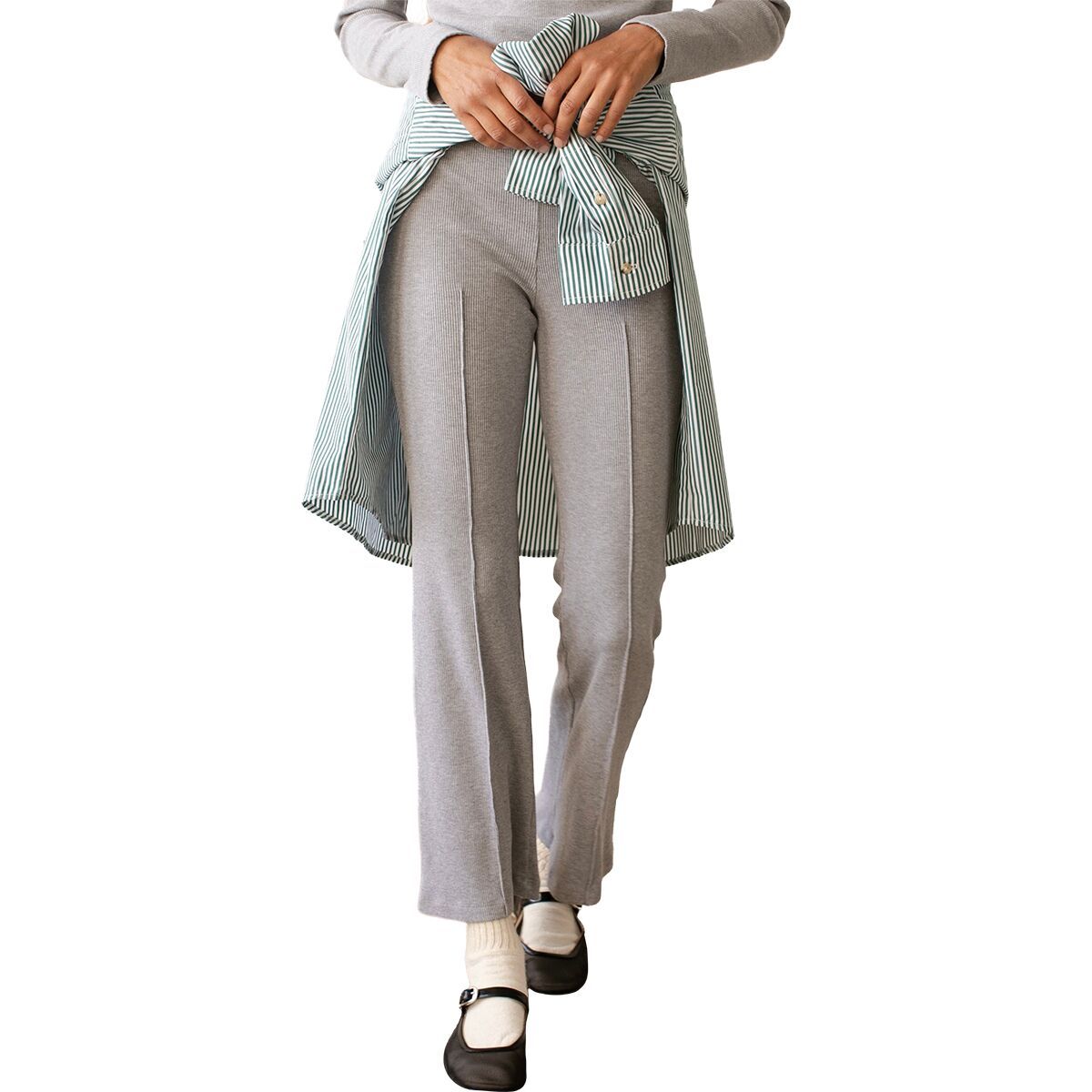 Риб-кик флейр брюки Donni, серый
Риб-кик флейр брюки Donni, серый