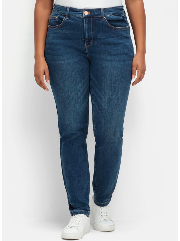 Джинсы sheego, темно-синий деним
Джинсы sheego, темно-синий деним