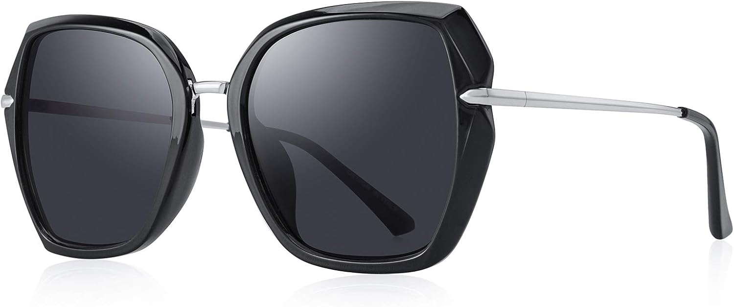 Поляризованные солнцезащитные очки для женщин - солнцезащитные очки с линзами UV400 для женщин, модные солнцезащитные очки для дам OLIEYE, Black Frame Silver Bridge/Black Lens
Поляризованные солнцезащитные очки для женщин - солнцезащитные очки с линзами UV400 для женщин, модные солнцезащитные очки для дам OLIEYE, Black Frame Silver Bridge/Black Lens