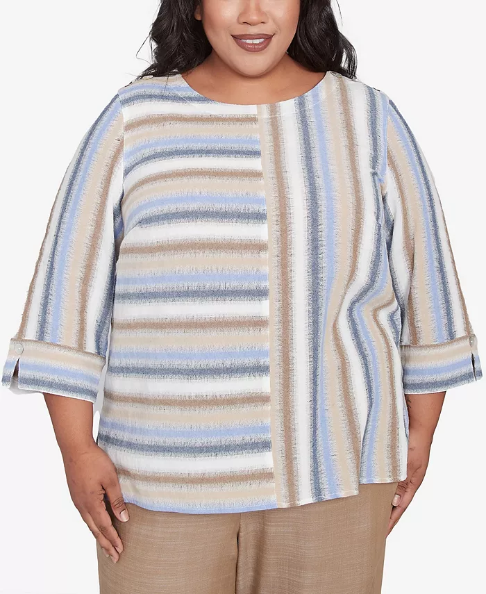 Топ размера «Плюс» с принтом летнего солнцестояния, в полоску, на пуговицах на плечах и круглым вырезом Alfred Dunner, коричневый
Топ размера «Плюс» с принтом летнего солнцестояния, в полоску, на пуговицах на плечах и круглым вырезом Alfred Dunner, коричневый