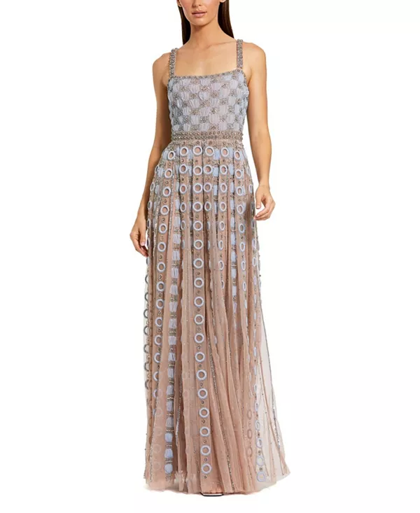 Платье А-силуэта без рукавов, украшенное сетчатой тканью. Mac Duggal, синий
Платье А-силуэта без рукавов, украшенное сетчатой тканью. Mac Duggal, синий