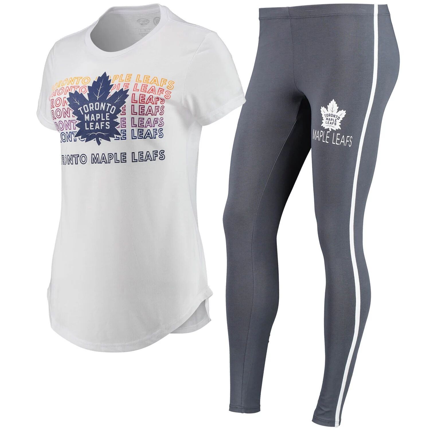 Женский комплект из футболки и леггинсов Concepts Sport белого/темно-серого цвета Toronto Maple Leafs Sonata
Женский комплект из футболки и леггинсов Concepts Sport белого/темно-серого цвета Toronto Maple Leafs Sonata