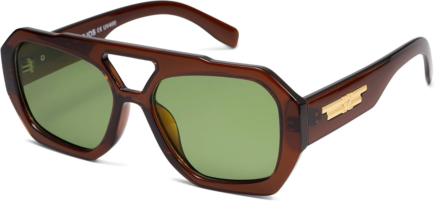 Солнцезащитные очки-авиаторы SOJOS Trendy для женщин и мужчин, поляризованные, шестиугольная квадратная форма, двойная перемычка, дизайнерский дизайн, модель SJ2288, Coffee
Солнцезащитные очки-авиаторы SOJOS Trendy для женщин и мужчин, поляризованные, шестиугольная квадратная форма, двойная перемычка, дизайнерский дизайн, модель SJ2288, Coffee