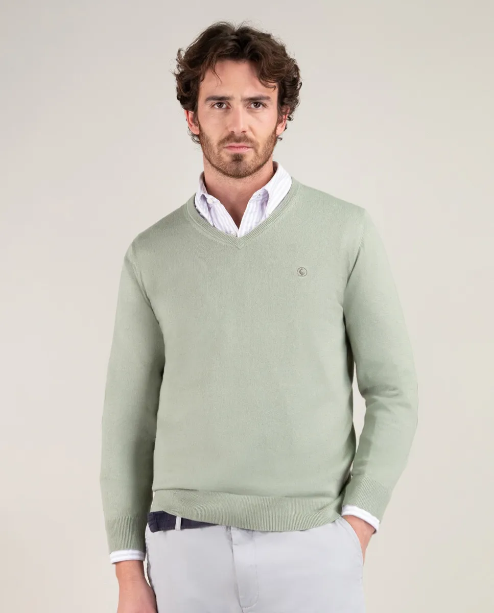 Мужской свитер с V-образным вырезом и заплатками на локтях El Ganso, светло-зеленый
Мужской свитер с V-образным вырезом и заплатками на локтях El Ganso, светло-зеленый