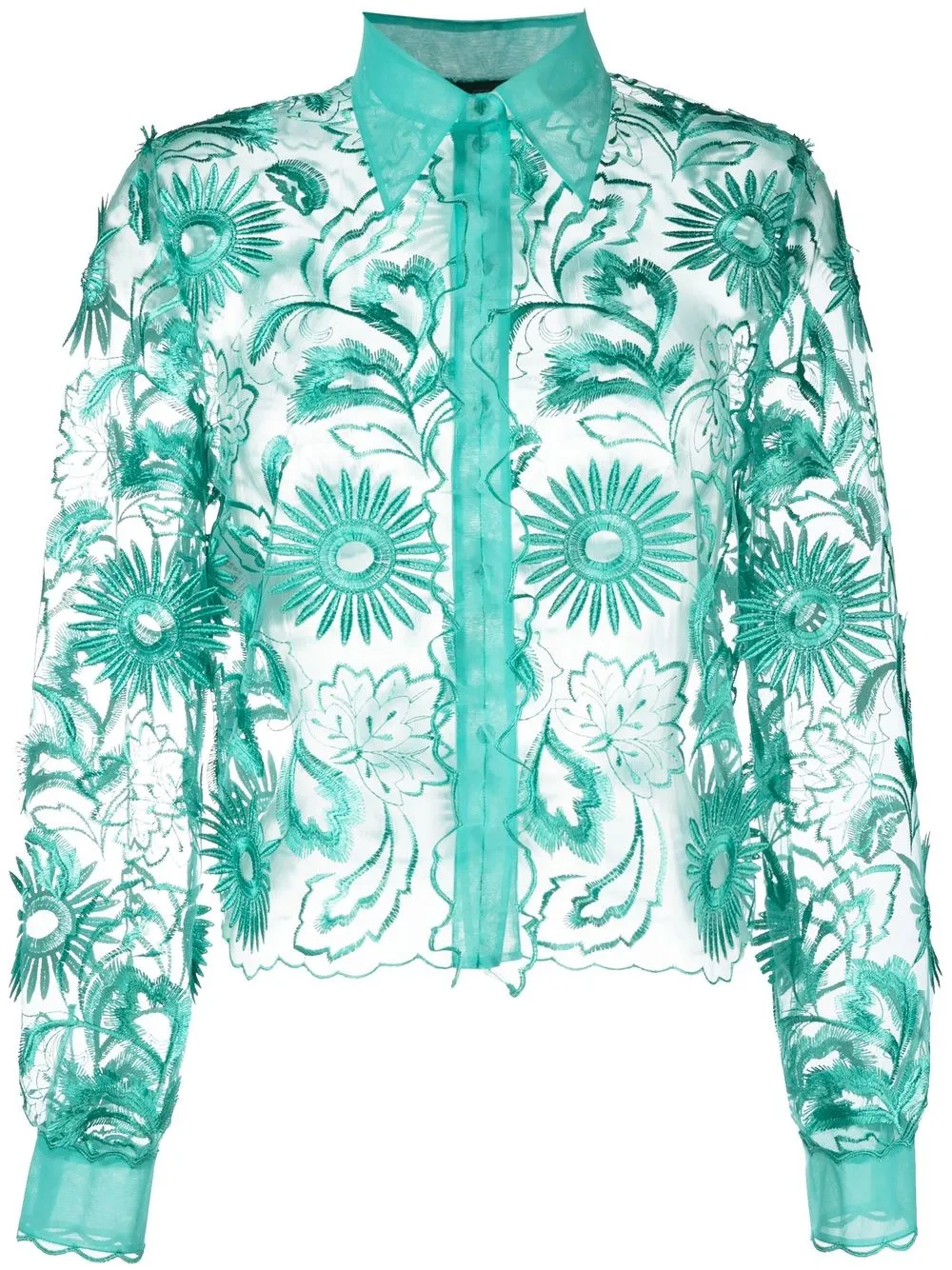 Рубашка с вышивкой Alberta Ferretti, зеленый 
Рубашка с вышивкой Alberta Ferretti, зеленый