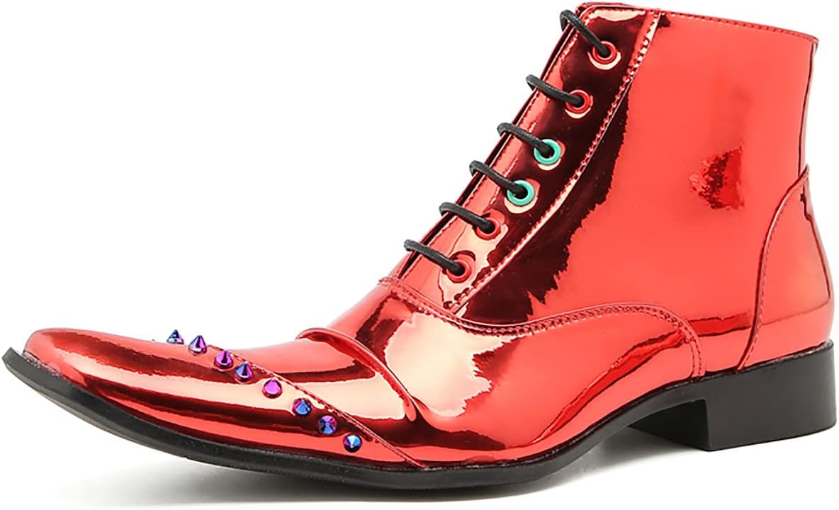 Мужские красные ботинки Santimon в стиле вестерн Оксфорд - настоящая кожаная обувь до щиколотки с цветными заклепками и квадратным носком для свадьбы, бального зала и вечеринок
Мужские красные ботинки Santimon в стиле вестерн Оксфорд - настоящая кожаная обувь до щиколотки с цветными заклепками и квадратным носком для свадьбы, бального зала и вечеринок