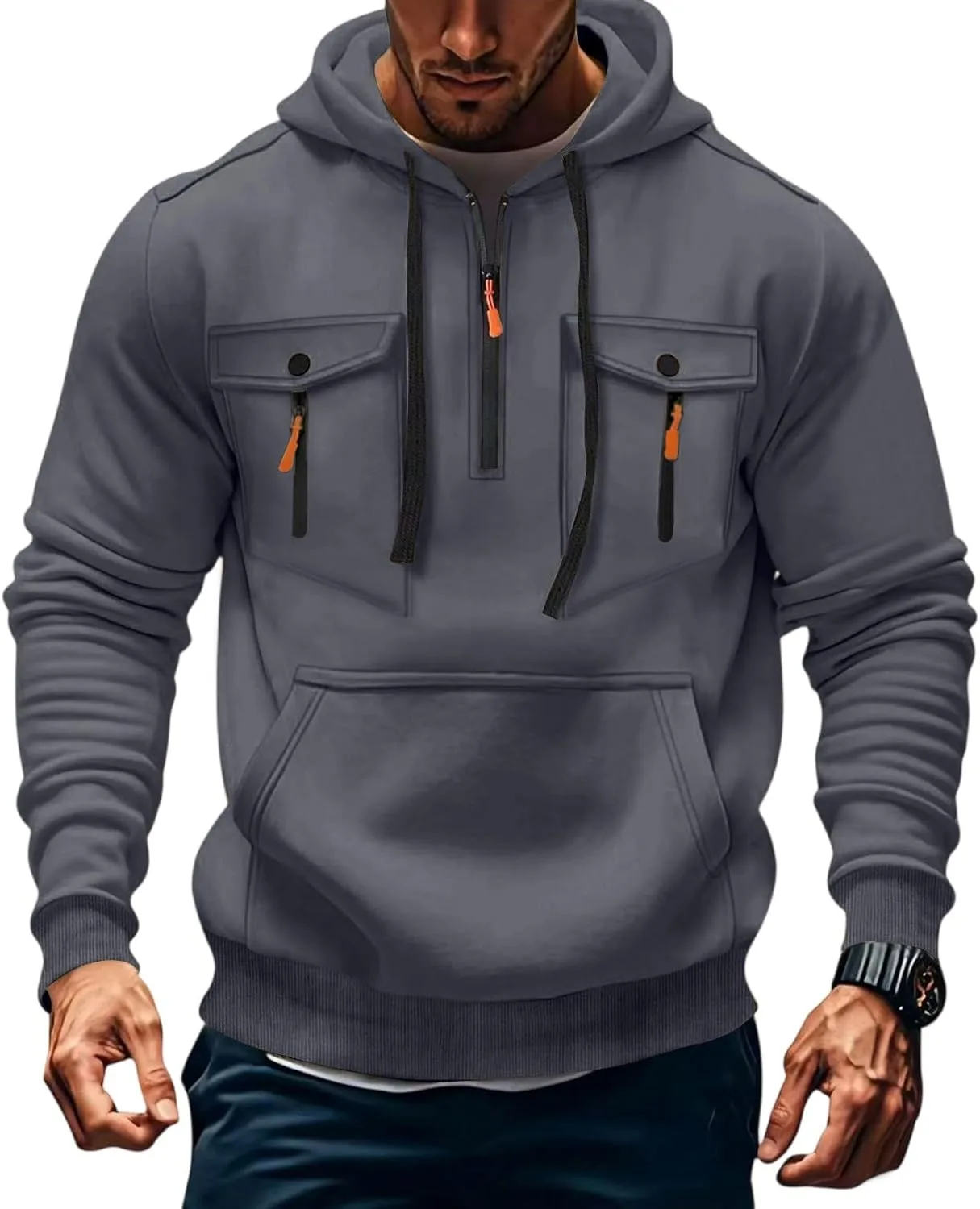 GOFULY худи с четвертью молнии для мужчин, флисовый тактический свитшот с капюшоном и карманом
GOFULY худи с четвертью молнии для мужчин, флисовый тактический свитшот с капюшоном и карманом