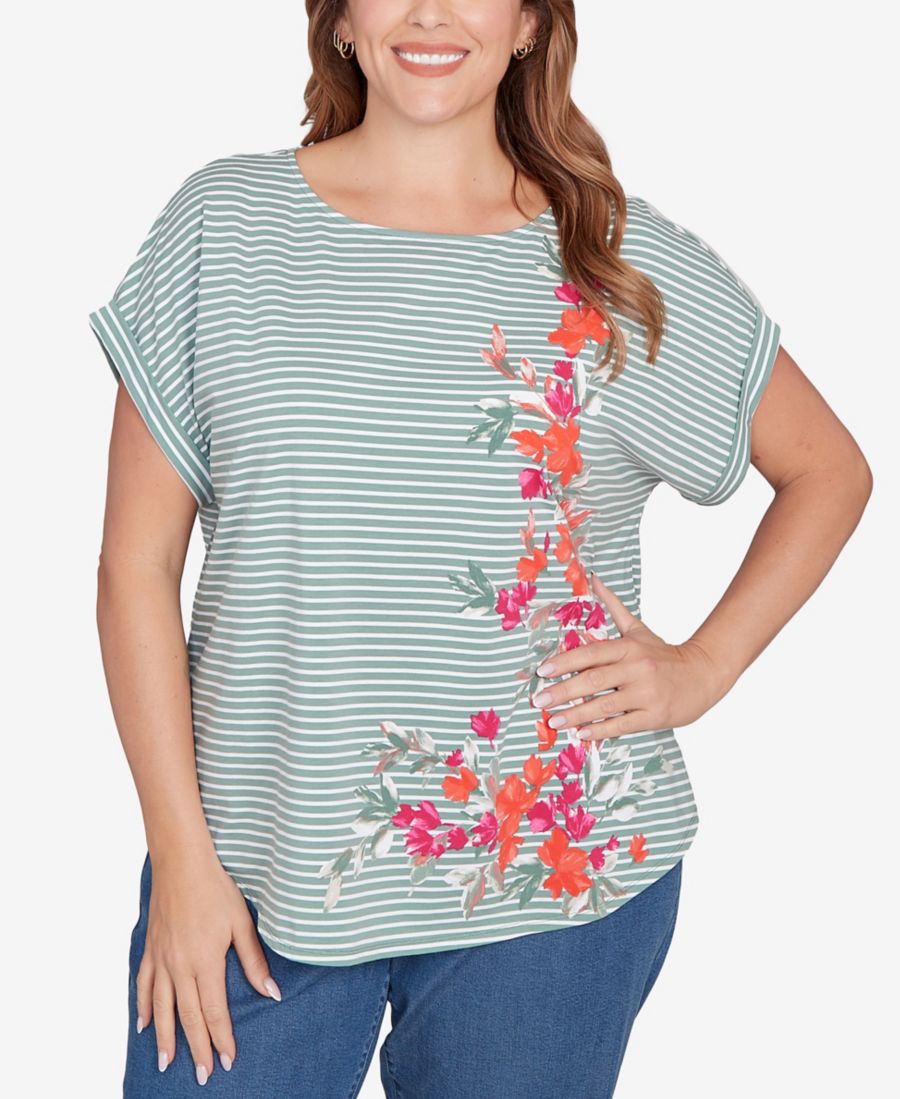 Трикотажный топ больших размеров с цветочным принтом в полоску Ruby Rd, Bayleaf Multi
Трикотажный топ больших размеров с цветочным принтом в полоску Ruby Rd, Bayleaf Multi