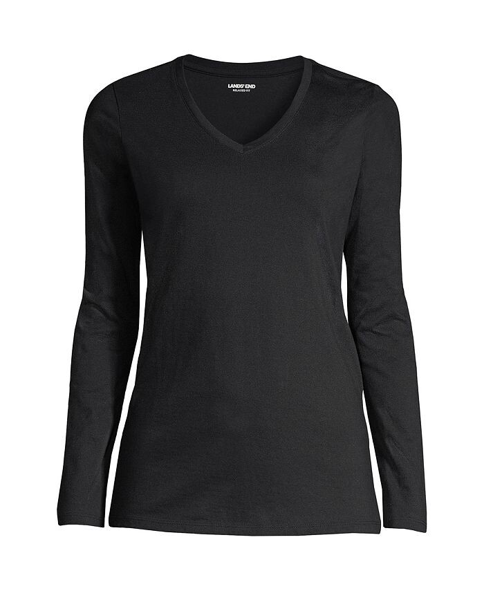 Свободная хлопковая футболка Petite с v-образным вырезом и длинными рукавами Supima Lands' End, черный
Свободная хлопковая футболка Petite с v-образным вырезом и длинными рукавами Supima Lands' End, черный