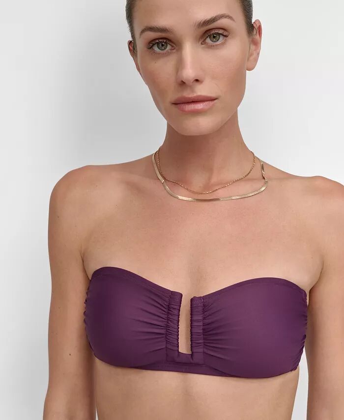 Женский бикини-топ бандо с U-образной косточкой и сборками DKNY, фиолетовый
Женский бикини-топ бандо с U-образной косточкой и сборками DKNY, фиолетовый