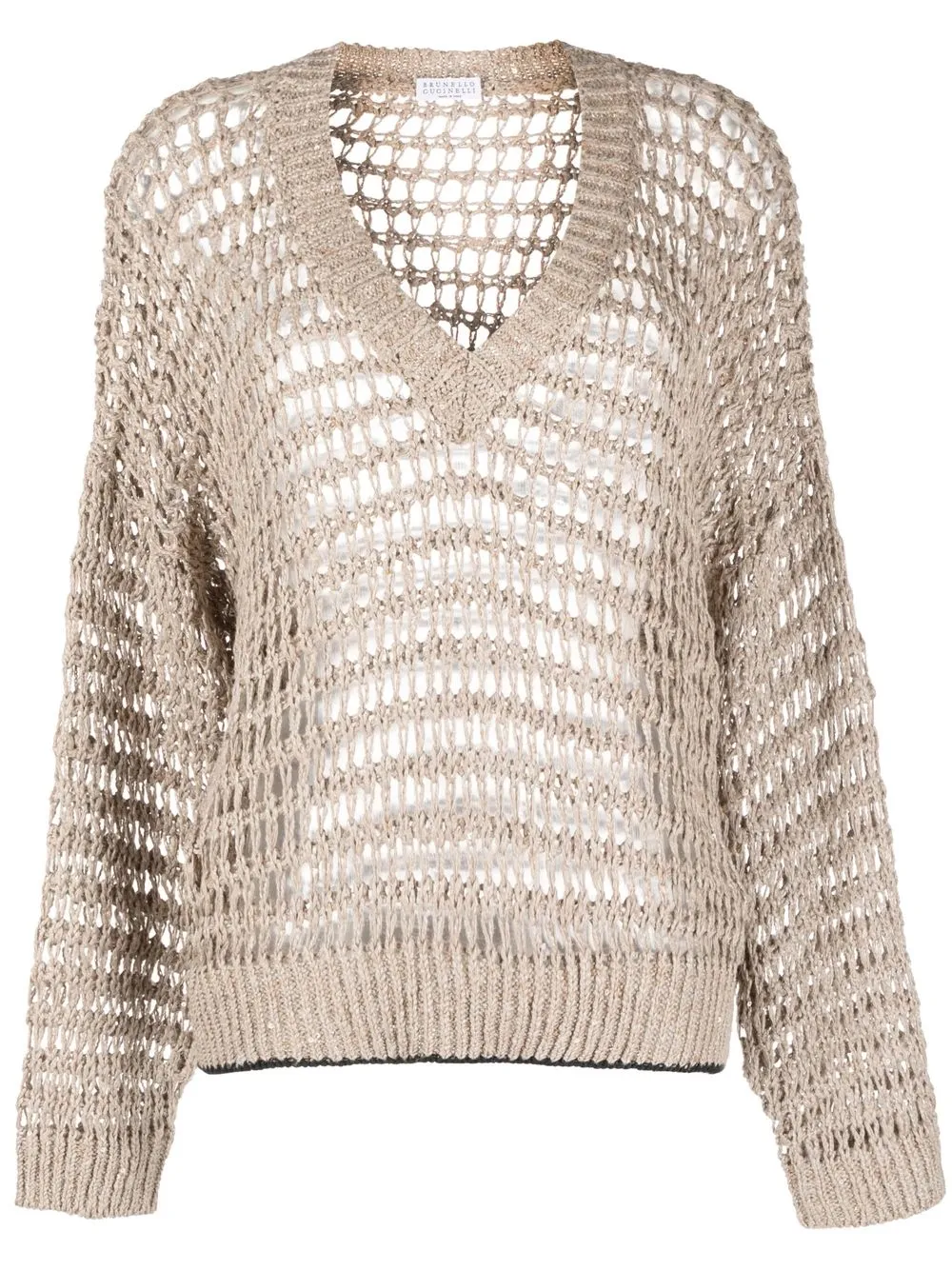 Джемпер рыхлой вязки с V-образным вырезом Brunello Cucinelli, бежевый
Джемпер рыхлой вязки с V-образным вырезом Brunello Cucinelli, бежевый
