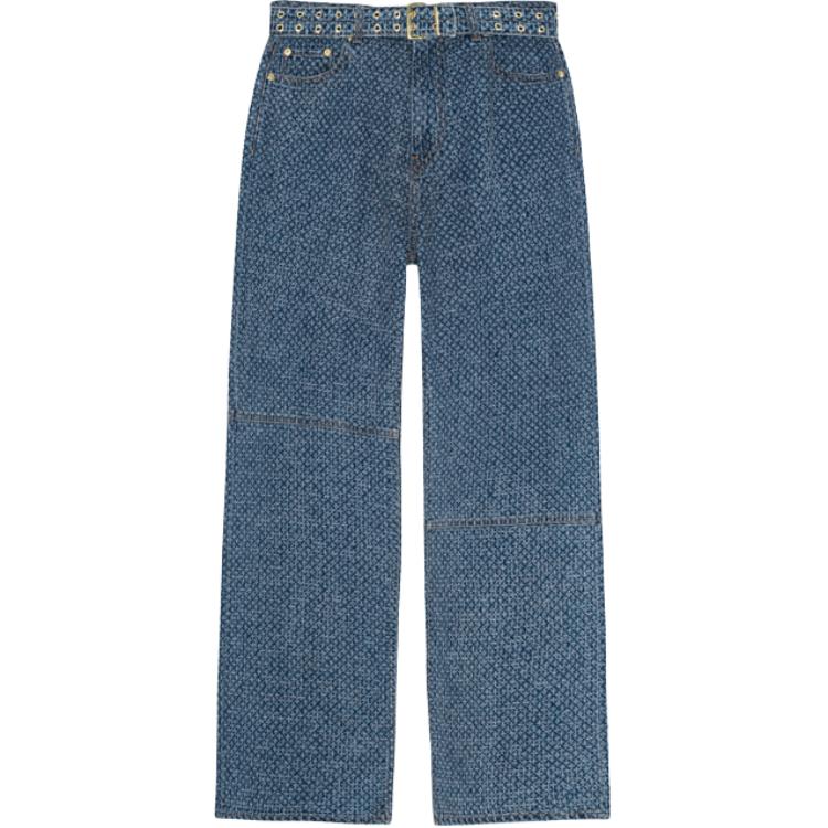 Джинсы с поясом и широкими штанинами GANNI, синий
Джинсы с поясом и широкими штанинами GANNI, синий