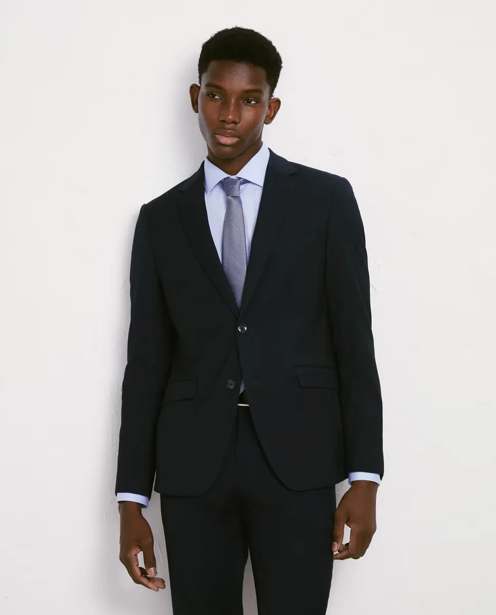 Мужской пиджак для костюма с бриллиантовой структурой Easy Wear, тёмно-синий 
Мужской пиджак для костюма с бриллиантовой структурой Easy Wear, тёмно-синий