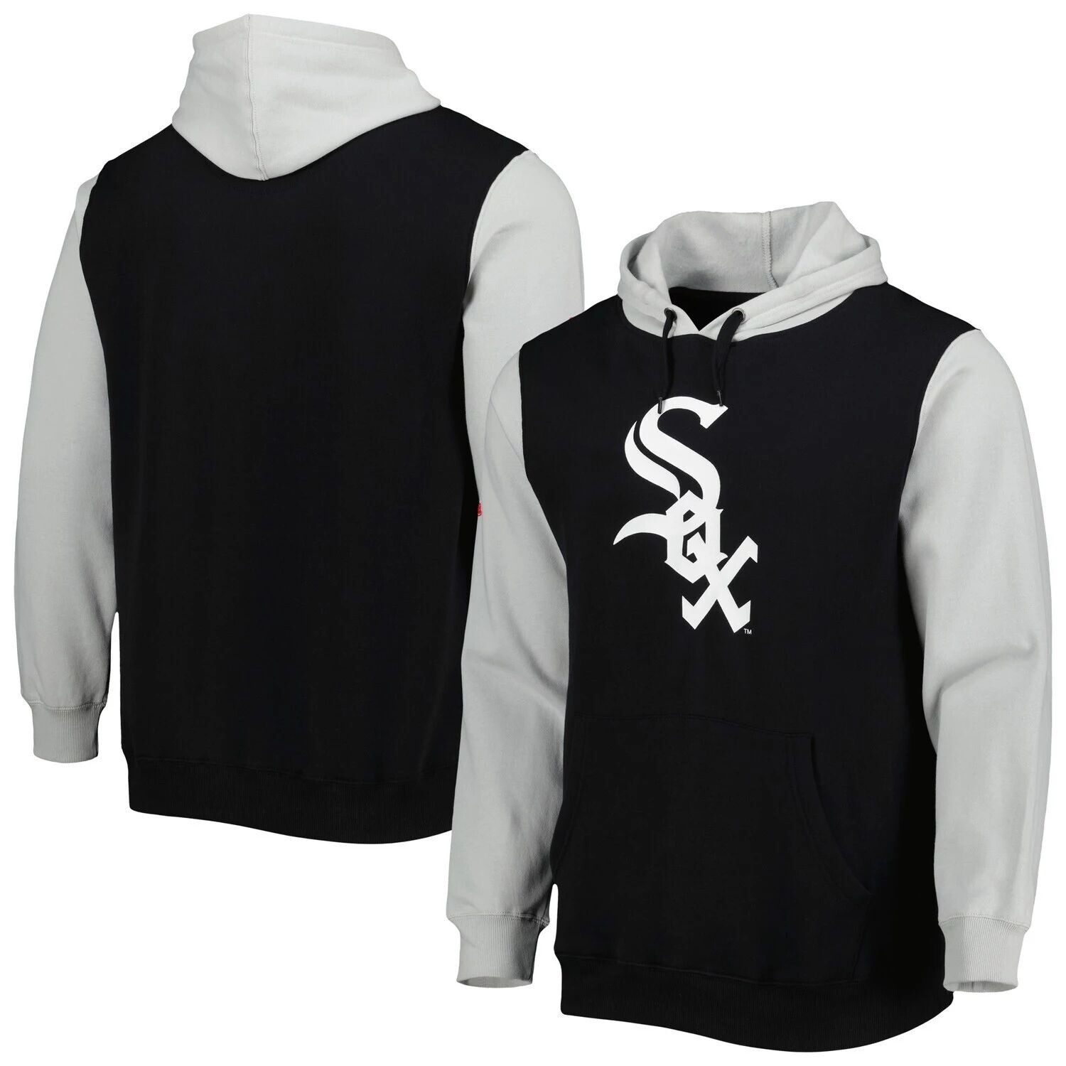 Мужской черный/серый пуловер с капюшоном Chicago White Sox Team Stitches 
Мужской черный/серый пуловер с капюшоном Chicago White Sox Team Stitches