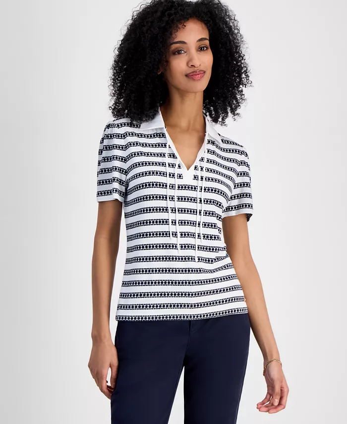 Женская поло с точечно-полосатым принтом Tommy Hilfiger, мультиколор
Женская поло с точечно-полосатым принтом Tommy Hilfiger, мультиколор