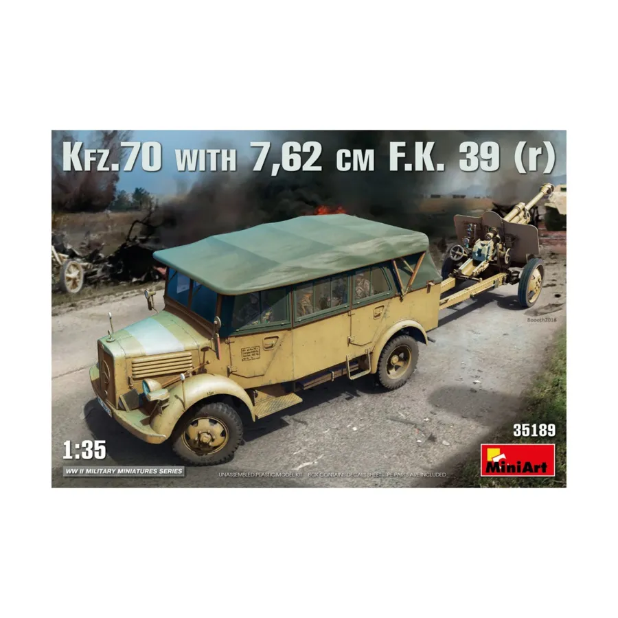 Kfz.70 с полевой пушкой FK39(r) 7,62 см и ящиками для боеприпасов, WWII Military Miniatures Series (1:35) (MiniArt Models)
Kfz.70 с полевой пушкой FK39(r) 7,62 см и ящиками для боеприпасов, WWII Military Miniatures Series (1:35) (MiniArt Models)