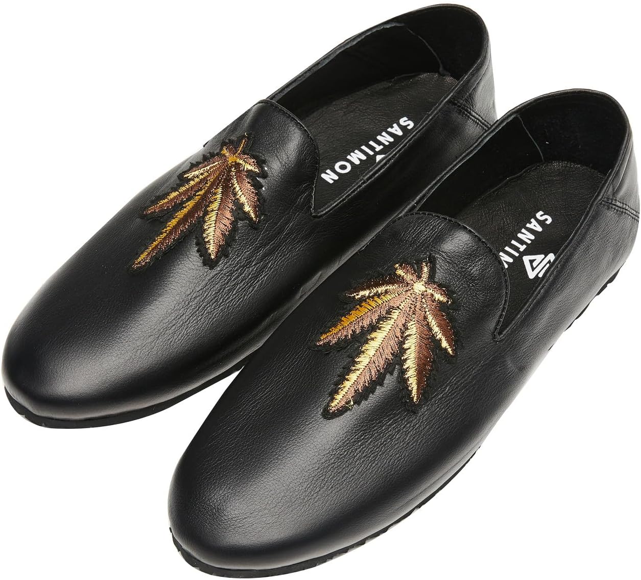 Мужские черные кожаные лоферы Santimon с золотой вышивкой - складные повседневные слипоны с футляром для путешествий, водонепроницаемые и нескользящие летние туфли
Мужские черные кожаные лоферы Santimon с золотой вышивкой - складные повседневные слипоны с футляром для путешествий, водонепроницаемые и нескользящие летние туфли