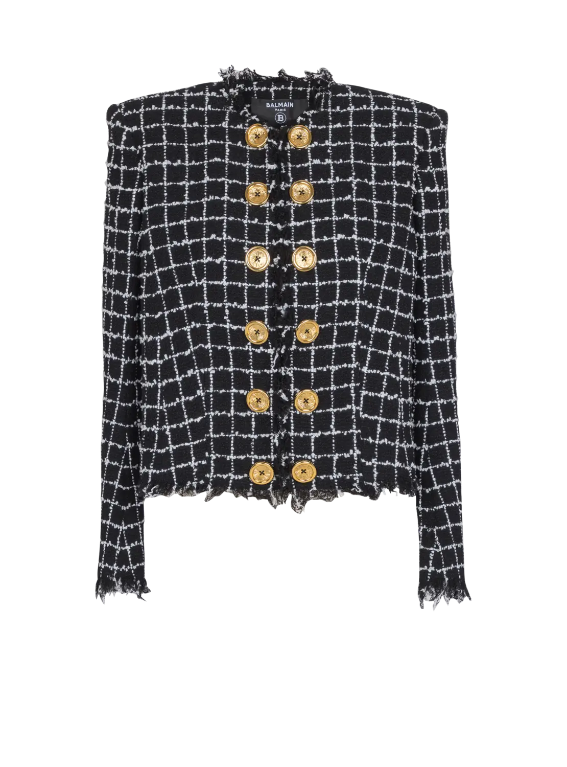 Укороченный твидовый жакет Balmain, черный
Укороченный твидовый жакет Balmain, черный