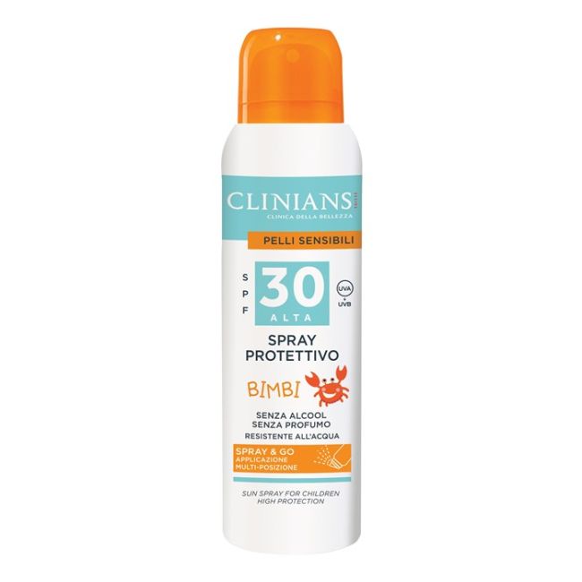 Protettivo bimbi spf30 защитный детский солнцезащитный спрей для тела Clinians, 150 мл
Protettivo bimbi spf30 защитный детский солнцезащитный спрей для тела Clinians, 150 мл