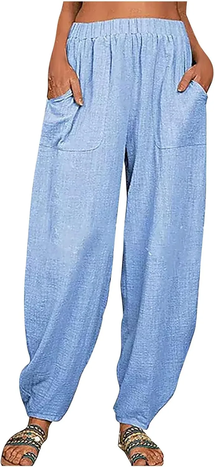 JOAU хлопковые льняные летние брюки для женщин с карманами
JOAU хлопковые льняные летние брюки для женщин с карманами