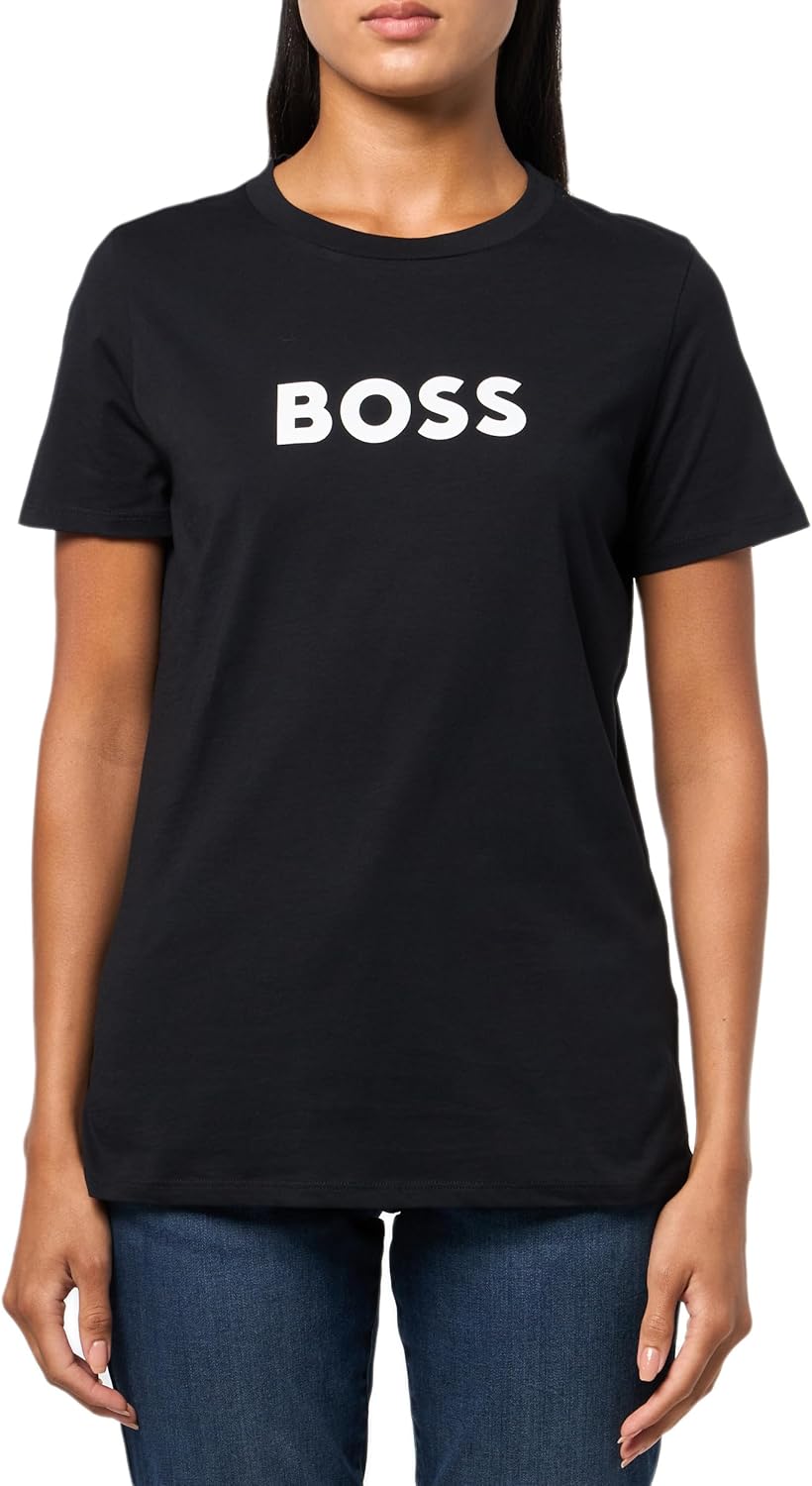 BOSS Женская футболка из хлопка с большим логотипом, Black Oil, Черный, BOSS Женская футболка из хлопка с большим логотипом, Black Oil
BOSS Женская футболка из хлопка с большим логотипом, Black Oil, Черный, BOSS Женская футболка из хлопка с большим логотипом, Black Oil