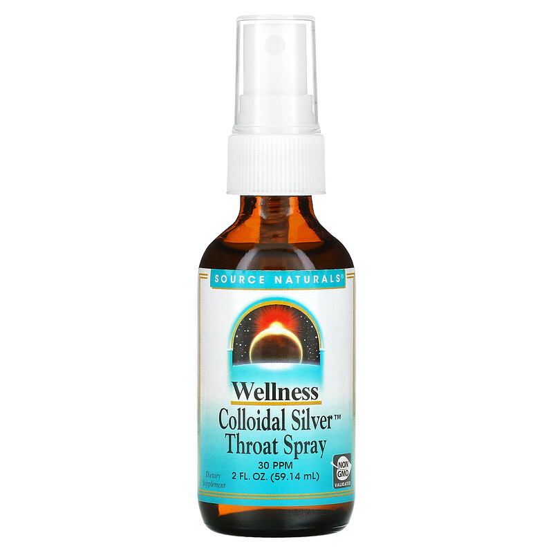 Source Naturals, Wellness, спрей для горла с коллоидным серебром, 30 част./млн, 59,14 мл (2 жидк. унции) (30 част./млн в 0,6 мл)
Source Naturals, Wellness, спрей для горла с коллоидным серебром, 30 част./млн, 59,14 мл (2 жидк. унции) (30 част./млн в 0,6 мл)