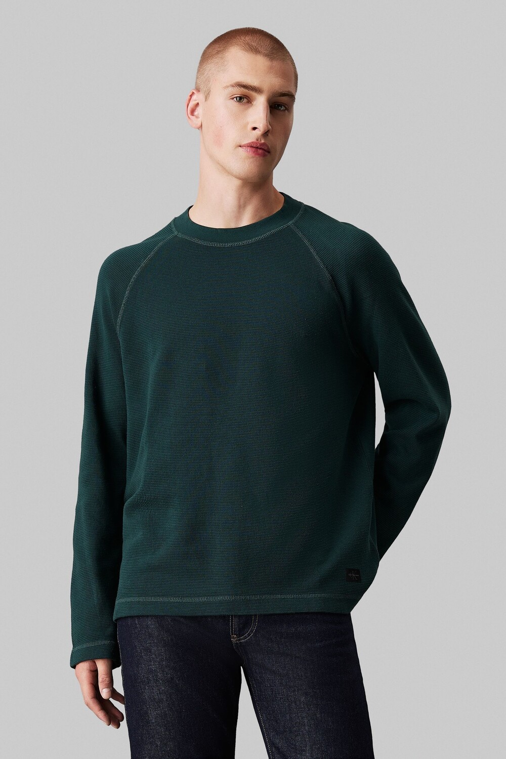 Футболка с выстиранной тканой этикеткой и вафельным узором реглан Calvin Klein, зеленый
Футболка с выстиранной тканой этикеткой и вафельным узором реглан Calvin Klein, зеленый