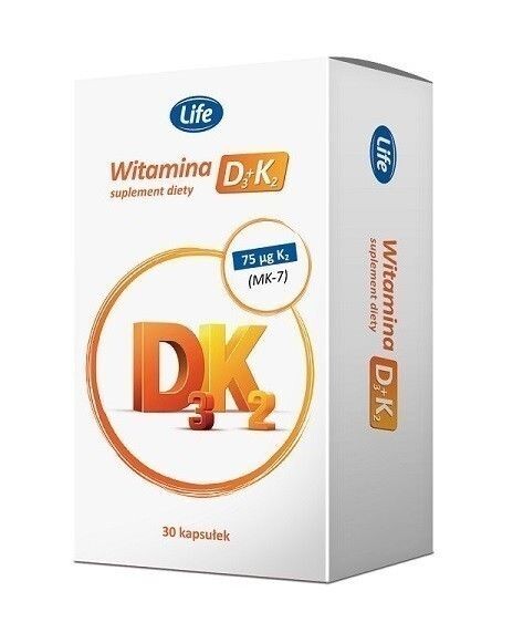 Life Witamina D3 + K2 капсулы, 30 шт.
Life Witamina D3 + K2 капсулы, 30 шт.