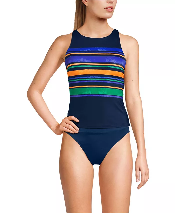 Женский топ-танкини с высоким горлом и ремешками на спине без затяжек Lands' End, синий
Женский топ-танкини с высоким горлом и ремешками на спине без затяжек Lands' End, синий