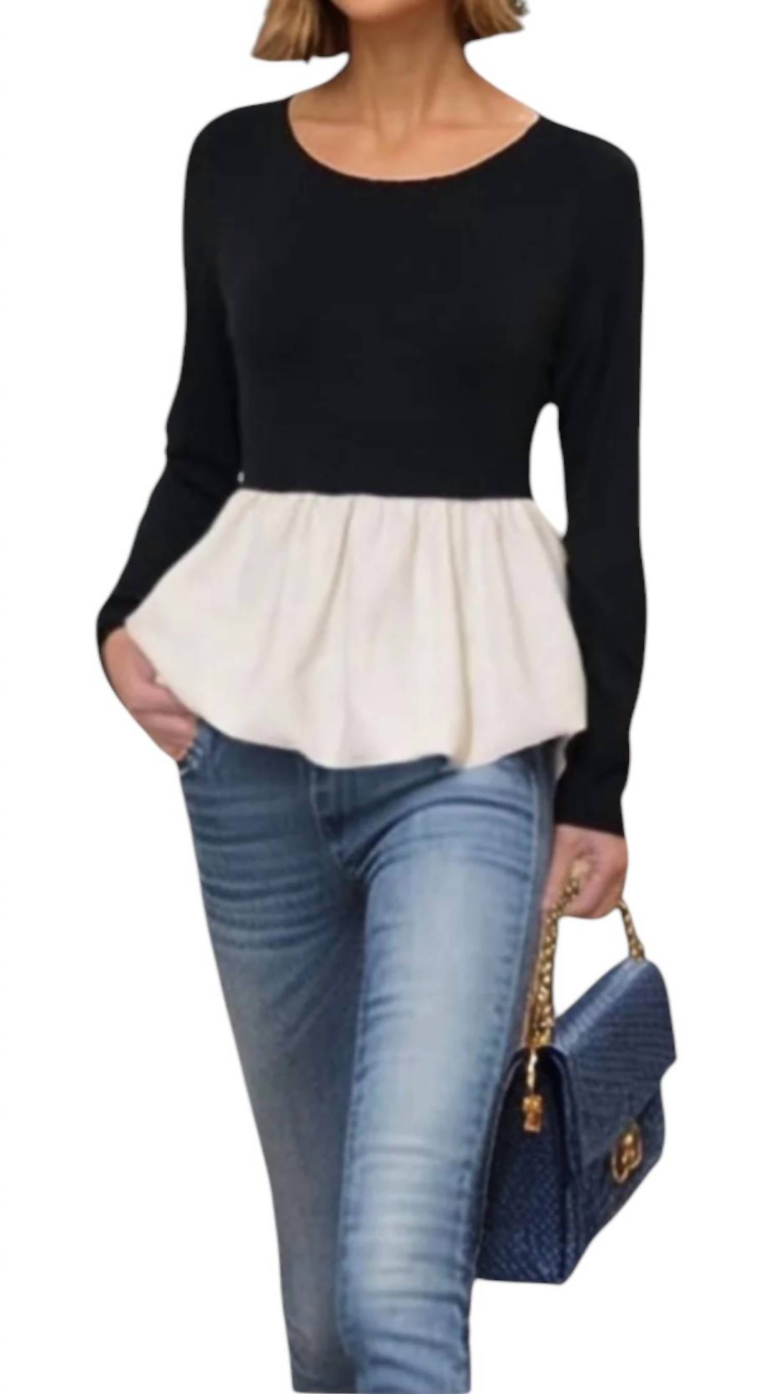 Топ Lucy Bubble Hem черного/кремового цвета VaVa
Топ Lucy Bubble Hem черного/кремового цвета VaVa