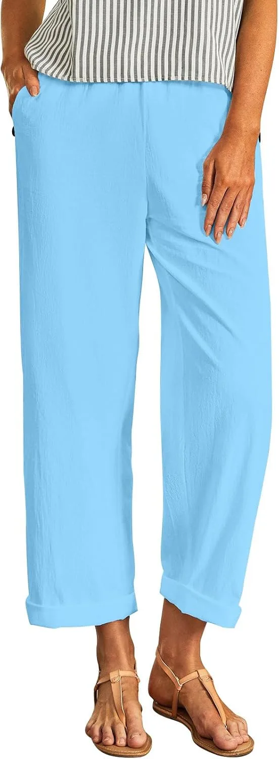 Женские брюки прямого кроя с эластичным поясом для лета и отдыха
Женские брюки прямого кроя с эластичным поясом для лета и отдыха